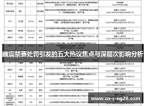 魏震禁赛处罚引发的五大热议焦点与深层次影响分析