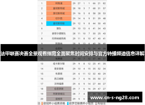 法甲联赛决赛全景观看指南全面聚焦时间安排与官方转播频道信息详解